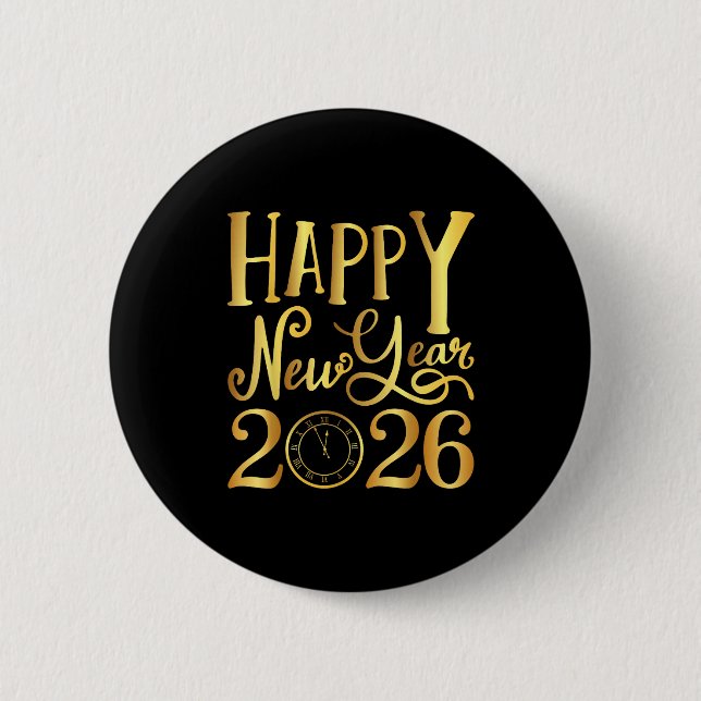 Happy New Year Party 2026 Family Matching  Button (Front)