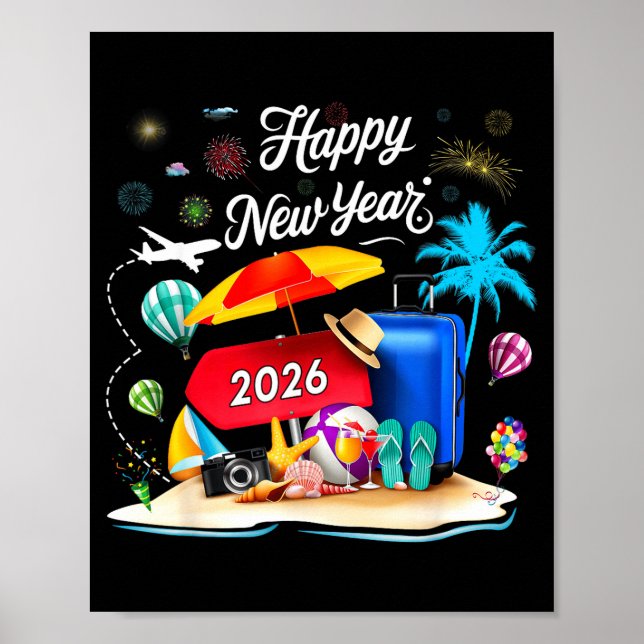 Happy New Year Party 2026 Family Matching Vacation Poster (Front)