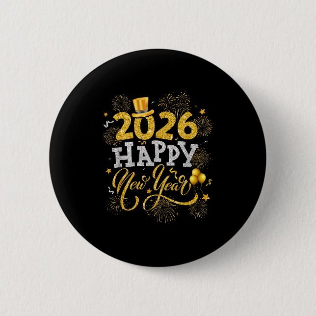 Happy New Year Party 2026 Fireworks Family Matchin Button (Front)
