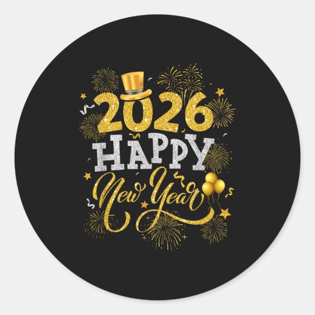Happy New Year Party 2026 Fireworks Family Matchin Classic Round Sticker (Front)
