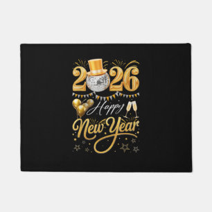 Happy New Year Party 2026 Funny Balloon Family Mat