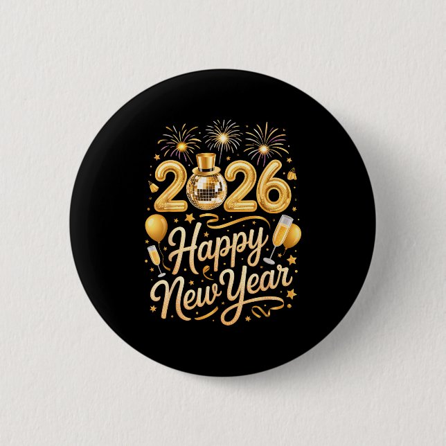 Happy New Year Party 2026 Funny Balloon Family Mat Button (Front)