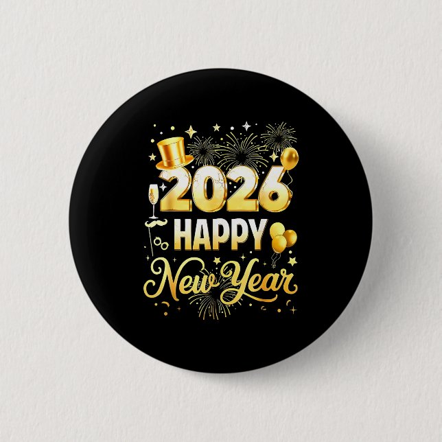 Happy New Year Party 2026 Funny Balloon Family Mat Button (Front)