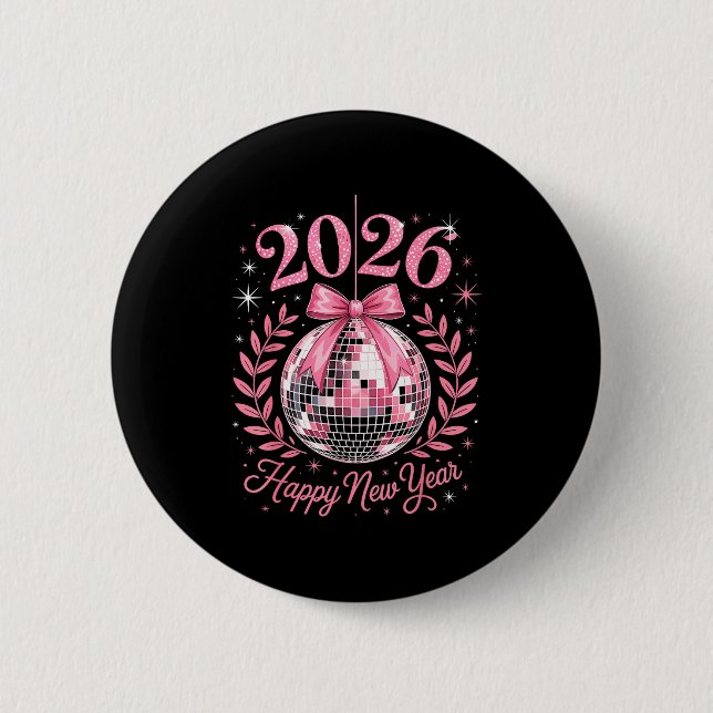 Happy New Year Party 2026 Funny Balloon Family Mat Button (Front)
