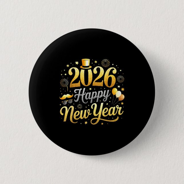 Happy New Year Party 2026 Funny Balloon Family Mat Button (Front)
