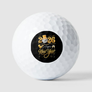 Happy New Year Party 2026 Funny Balloon Family Mat Golf Balls