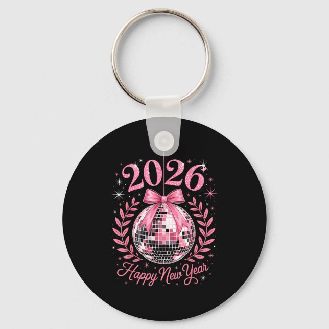 Happy New Year Party 2026 Funny Balloon Family Mat Keychain (Front)