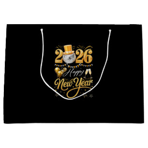 Happy New Year Party 2026 Funny Balloon Family Mat Large Gift Bag