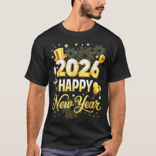 Happy New Year Party 2026 Funny Balloon Family Mat T-Shirt