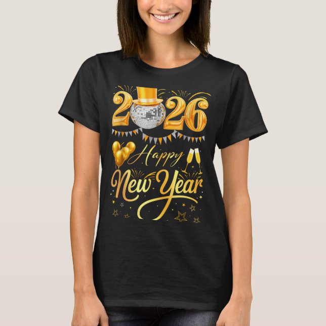 Happy New Year Party 2026 Funny Balloon Family Mat T-Shirt (Front)