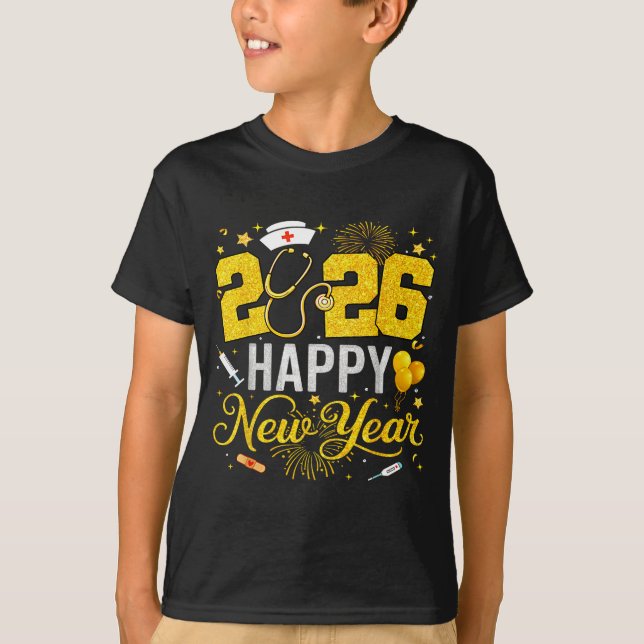 Happy New Year Party 2026 Nurse Family Matching Me T-Shirt (Front)