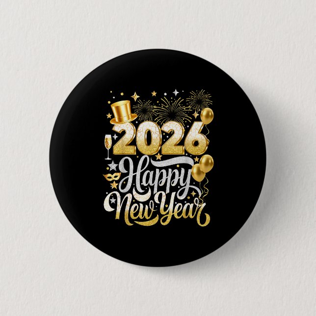Happy New Year Party 2026 Nye Funny Family Matchin Button (Front)