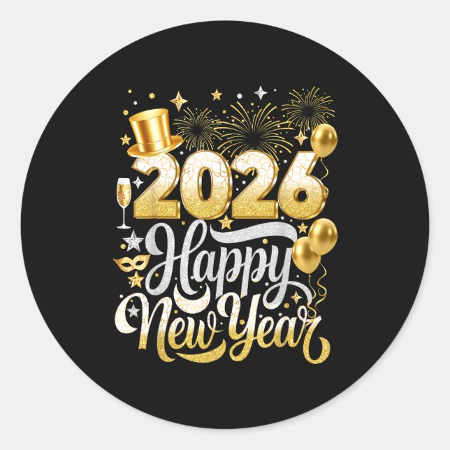 Happy New Year Party 2026 Nye Funny Family Matchin Classic Round Sticker (Front)