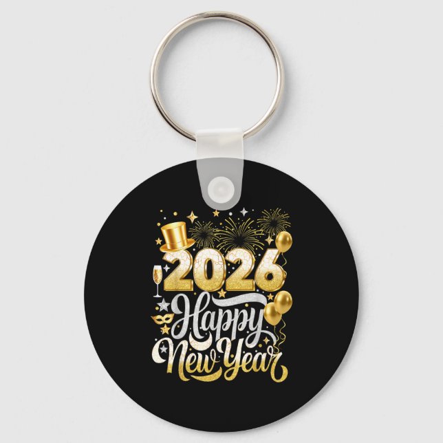 Happy New Year Party 2026 Nye Funny Family Matchin Keychain (Front)
