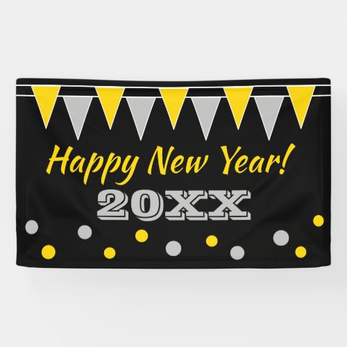 Happy New Year party banner with bunting flags