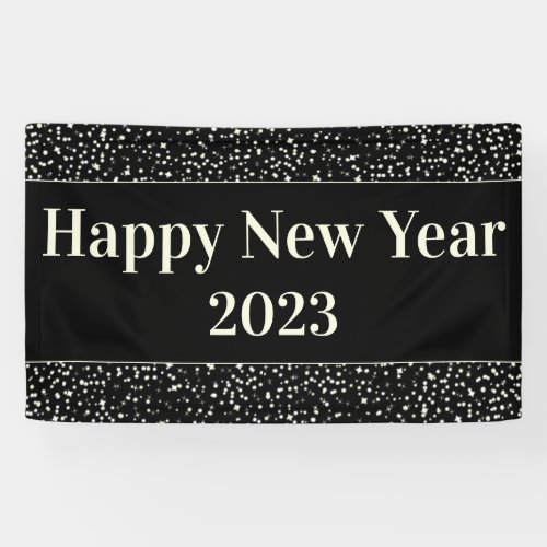 Happy New Year Party Celebration Confetti Black Banner