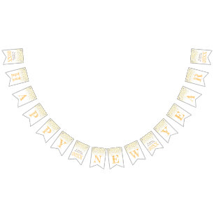 Happy New Year party champagne golden yellow Bunting Flags