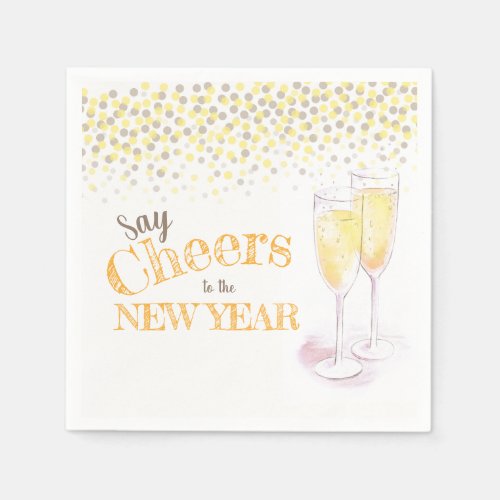 Happy New Year party champagne paper  Napkins