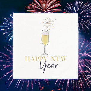 Happy New Year Party Champagne Sparkler Napkins