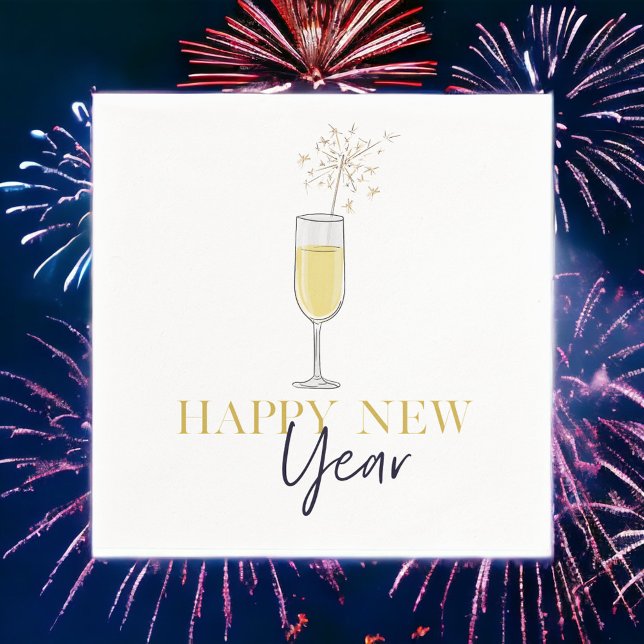 Happy New Year Party Champagne Sparkler  Napkins (Creator Uploaded)