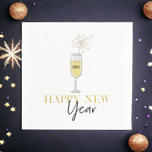 Happy New Year Party Champagne Sparkler Year Napkins