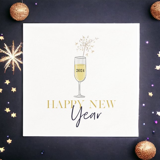 Happy New Year Party Champagne Sparkler Year Napkins (Creator Uploaded)