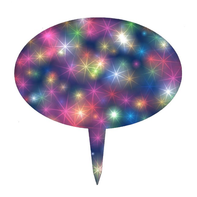 Happy New Year Party Glitter Stars Cake Topper (Front)