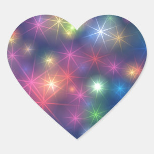 Happy New Year Party Glitter Stars Heart Sticker