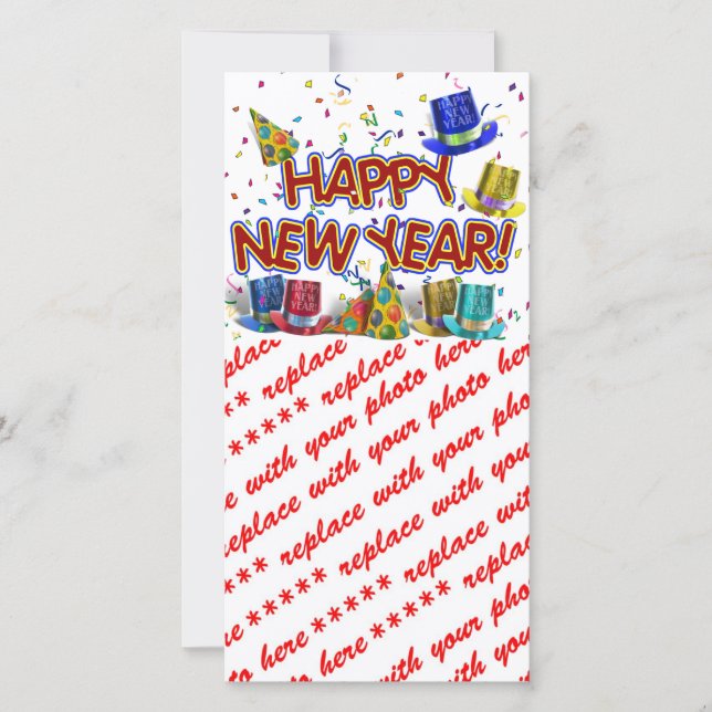 Happy New Year Party Hats Holiday Card (Front)
