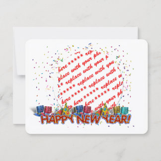 Happy New Year Party Hats Photo Frame Holiday Card