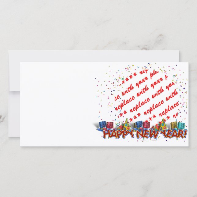 Happy New Year Party Hats Photo Frame Holiday Card (Front)