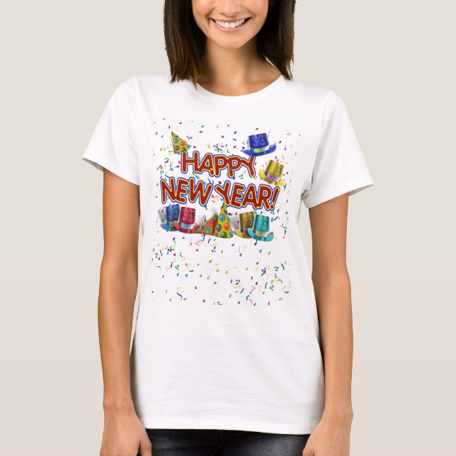 Happy New Year Party Hats T-Shirt (Front)