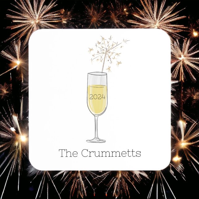 Happy New Year Party Holiday Champagne Custom Beverage Coaster (Creator Uploaded)