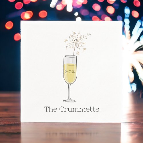 Happy New Year Party Holiday Champagne Custom Napkins