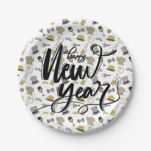 Happy New Year Party Paper Plate