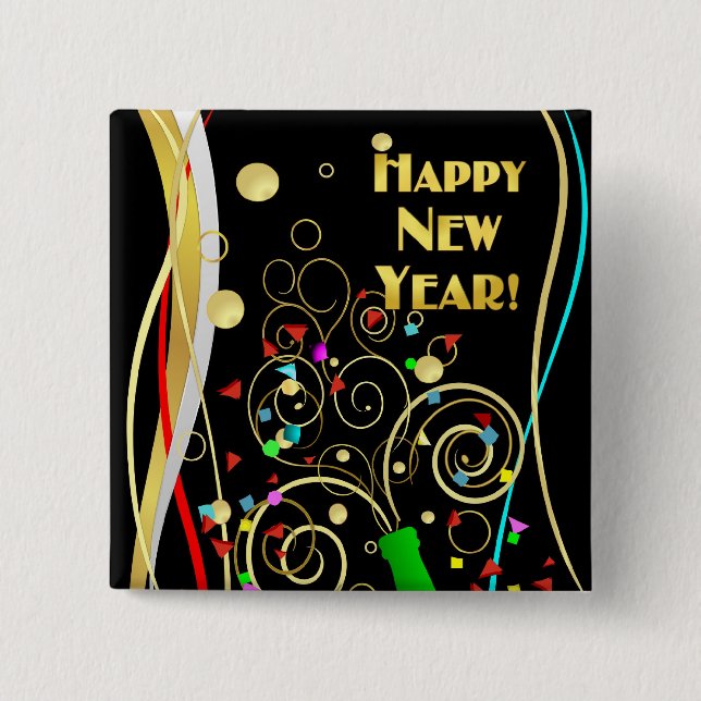 Happy New Year Party Pin (Front)