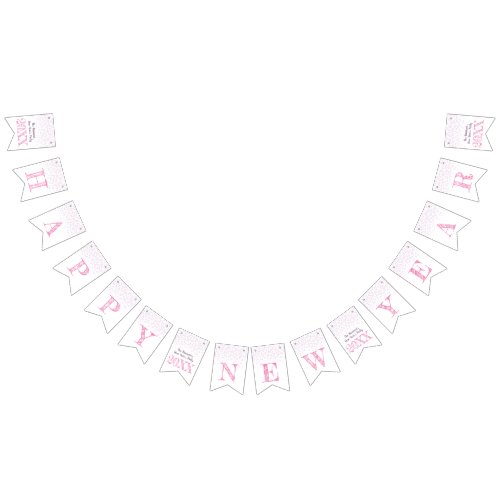 Happy New Year party rose pink champagne Bunting Flags