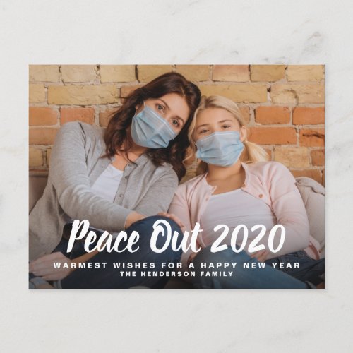 Happy New Year Peace Out 2020 Photo Holiday Postcard