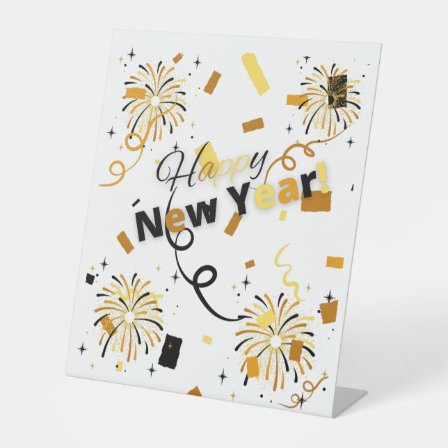 Happy New Year Pedestal Sign (Front)