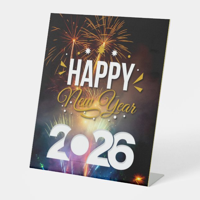 Happy New Year Pedestal Sign (Front)