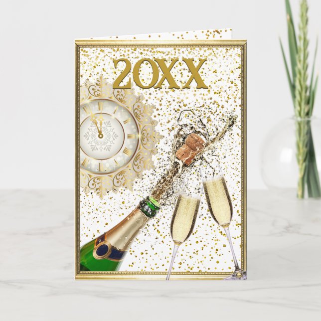 Happy New Year Personalize Text & Signature Holiday Card (Front)