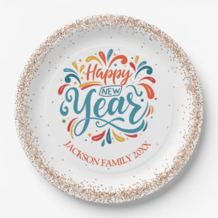 Happy New Year Personalized Paper Plates