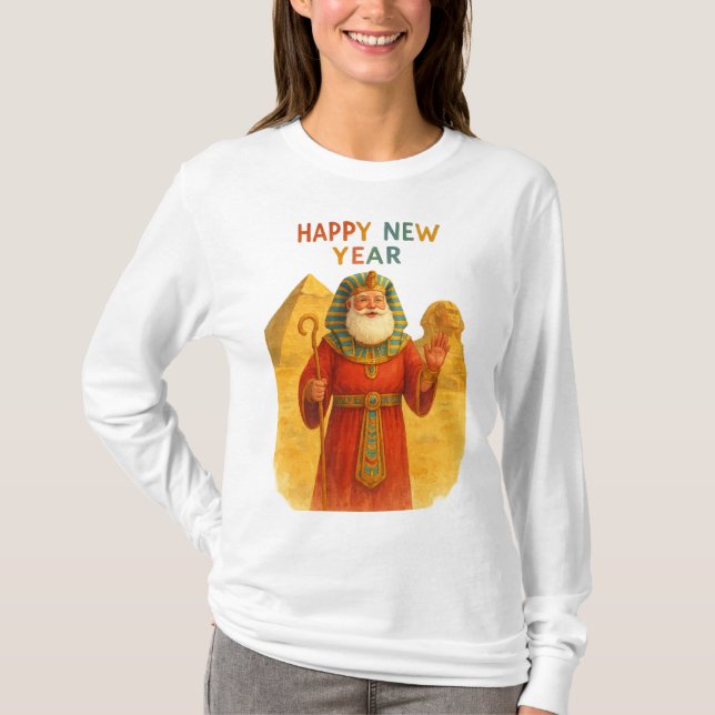 Happy New Year Pharaoh Santa Funny Egyptian  T-Shirt (Front)
