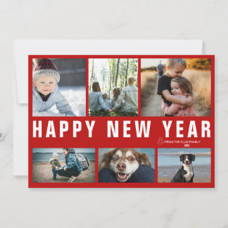 Happy New Year Photo Collage Holiday Card