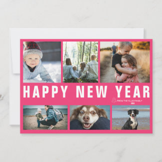Happy New Year Photo Collage Holiday Card