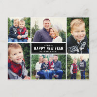 Happy New Year Photo Collage Holiday Postcard