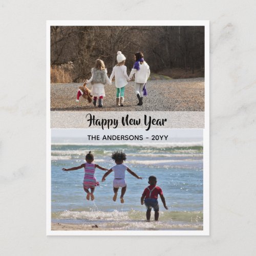 Happy New Year _ PHOTO COLLAGE _ Personalized 12 Holiday Postcard