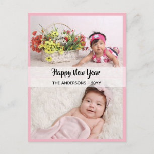 Happy New Year - PHOTO COLLAGE - Personalized 15 Holiday Postcard