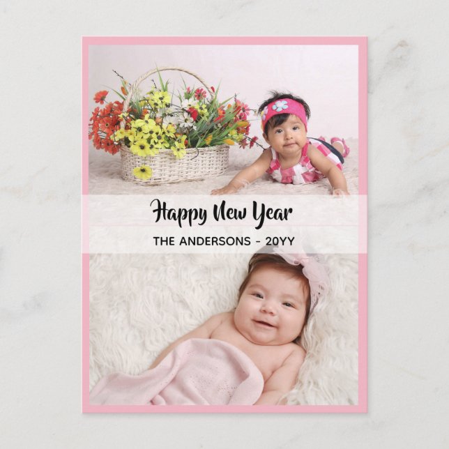 Happy New Year - PHOTO COLLAGE - Personalized 15 Holiday Postcard (Front)