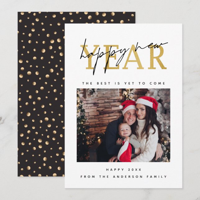 Happy New Year Photo Holiday Card (Front/Back)